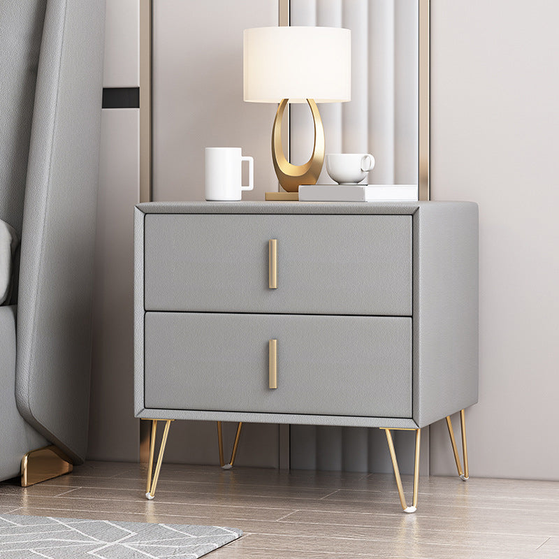 Glam 20 Zoll H NACHT TABELLE 2-DRAWER MAID HOLD FAUX LEDERN NACHTICHEN mit Beinen