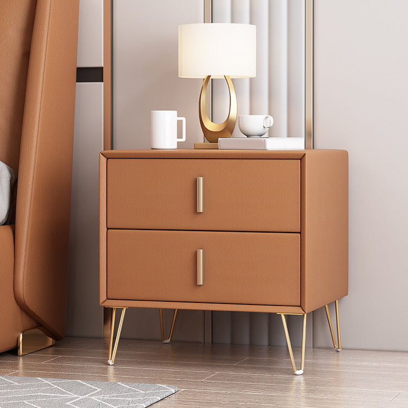 Glam 20 Zoll H NACHT TABELLE 2-DRAWER MAID HOLD FAUX LEDERN NACHTICHEN mit Beinen