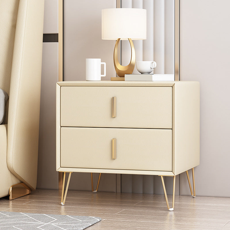 Glam 20 Zoll H NACHT TABELLE 2-DRAWER MAID HOLD FAUX LEDERN NACHTICHEN mit Beinen