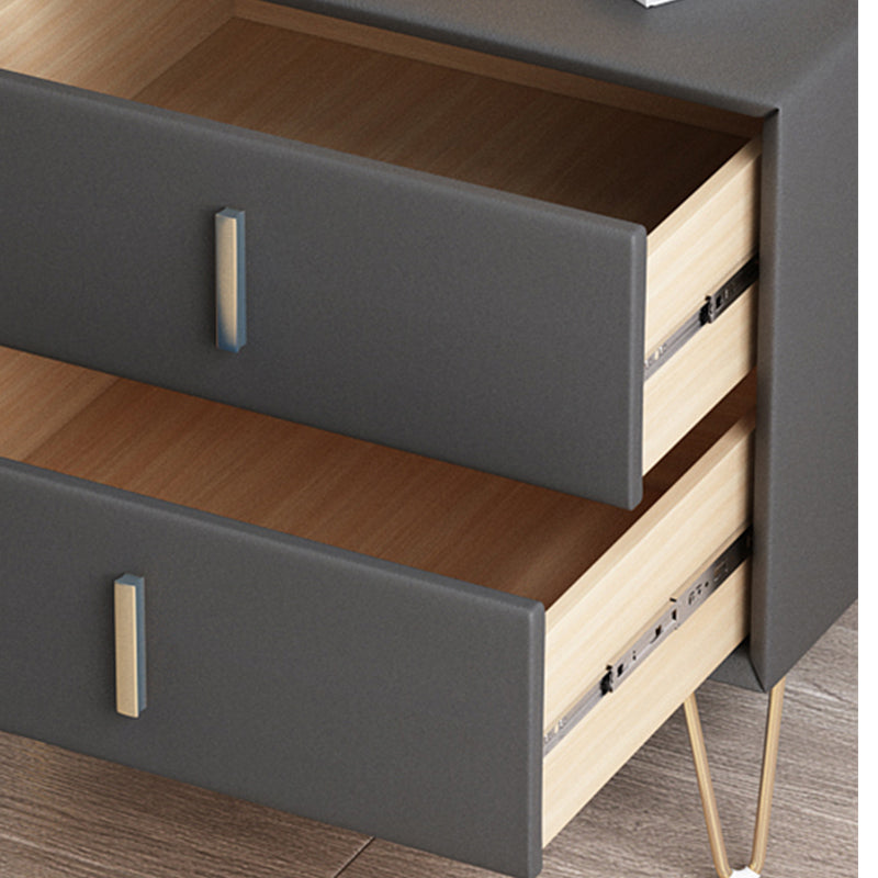 Glam 20 Zoll H NACHT TABELLE 2-DRAWER MAID HOLD FAUX LEDERN NACHTICHEN mit Beinen