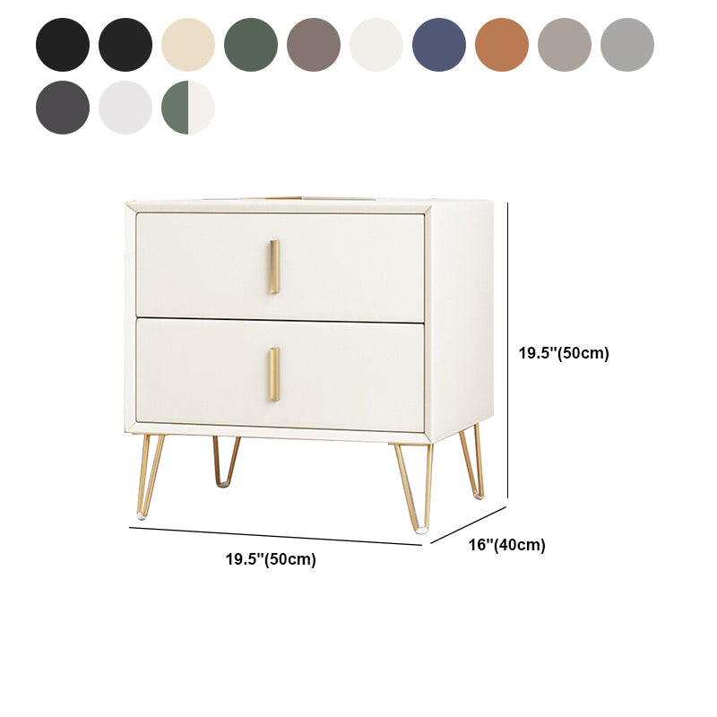 Glam 20 Zoll H NACHT TABELLE 2-DRAWER MAID HOLD FAUX LEDERN NACHTICHEN mit Beinen