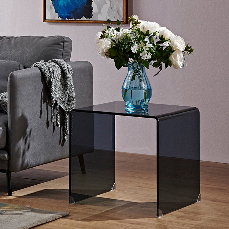 Mesa final negra/transparente de la mesita de noche, mesa de mesita de noche de vidrio