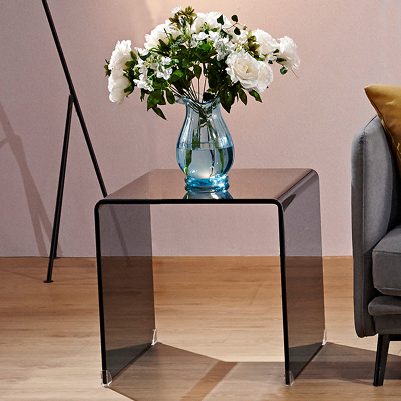Mesa final negra/transparente de la mesita de noche, mesa de mesita de noche de vidrio