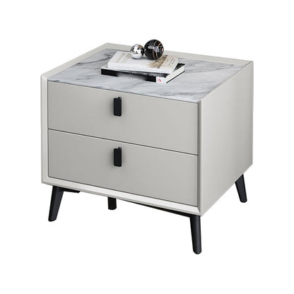 18 inch H Nachttafel Moderne 2-lads Stone Top Nightstand met benen met benen