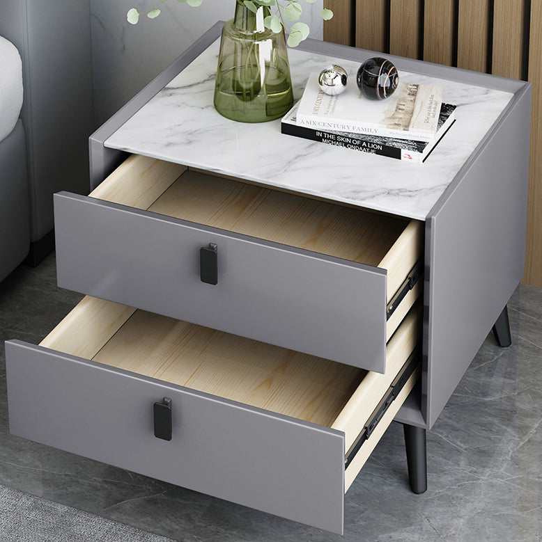 18 inch H Nachttafel Moderne 2-lads Stone Top Nightstand met benen met benen