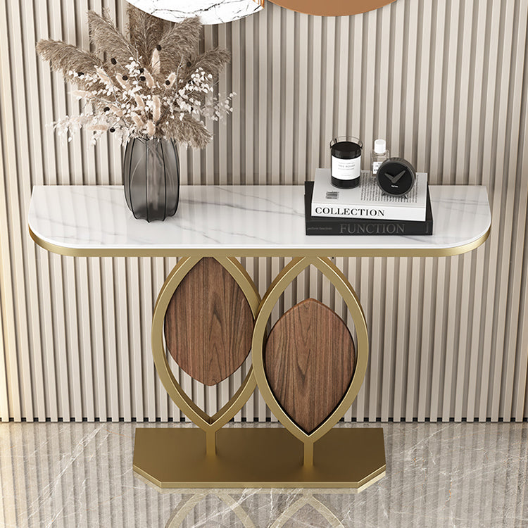 Tavolo console in pietra glam tela metallica tavola accento mezzaluna, 31,49 "di alto livello