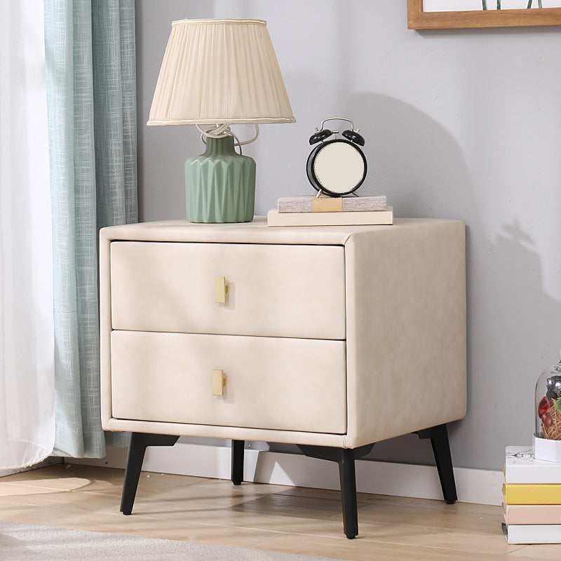 Table de nuit en faux cuir moderne 20 pouces H les jambes de rangement à 2 titres inclus la table de nuit