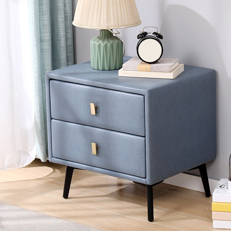 Table de nuit en faux cuir moderne 20 pouces H les jambes de rangement à 2 titres inclus la table de nuit