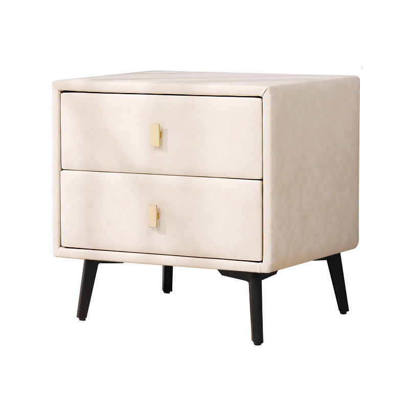 Table de nuit en faux cuir moderne 20 pouces H les jambes de rangement à 2 titres inclus la table de nuit