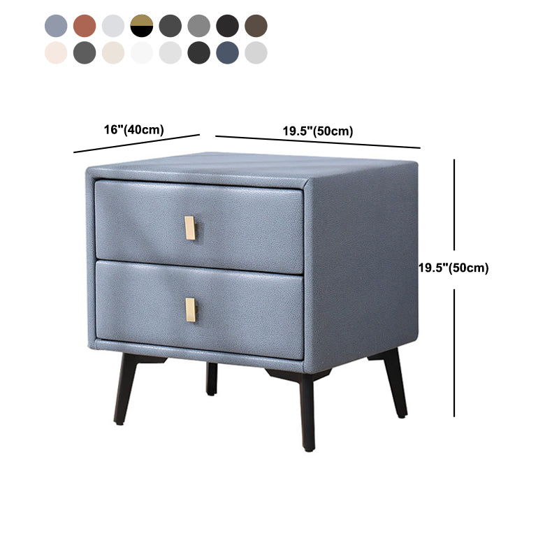 Table de nuit en faux cuir moderne 20 pouces H les jambes de rangement à 2 titres inclus la table de nuit