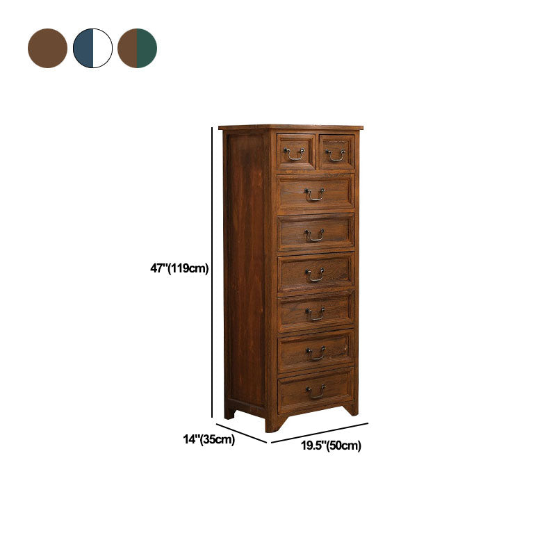 Poitrine de lingerie en bois massif traditionnel coffre de rangement vertical avec tiroirs, 19,5 "L x 14" W