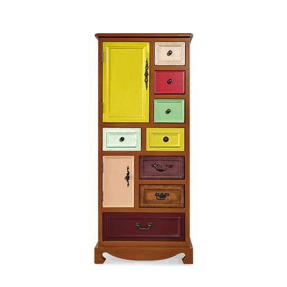 Artificial Wood Storage Chest Vintage Storage Chest Dresser with Drawers 24"L x 14"W x 56"H Walnut