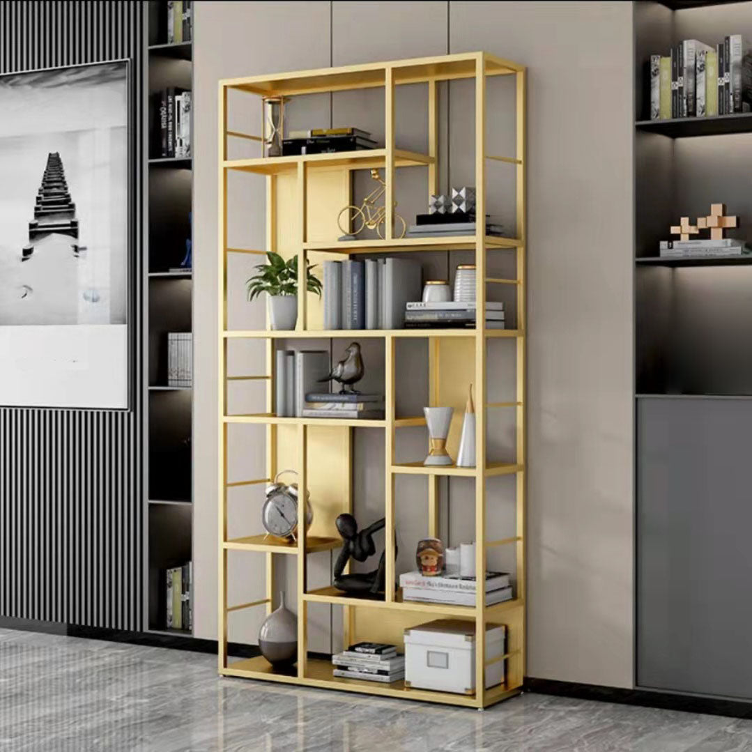 リビングルームのためのモダンメタルブックケースオープンシェルフ本棚79 "H x 12" w