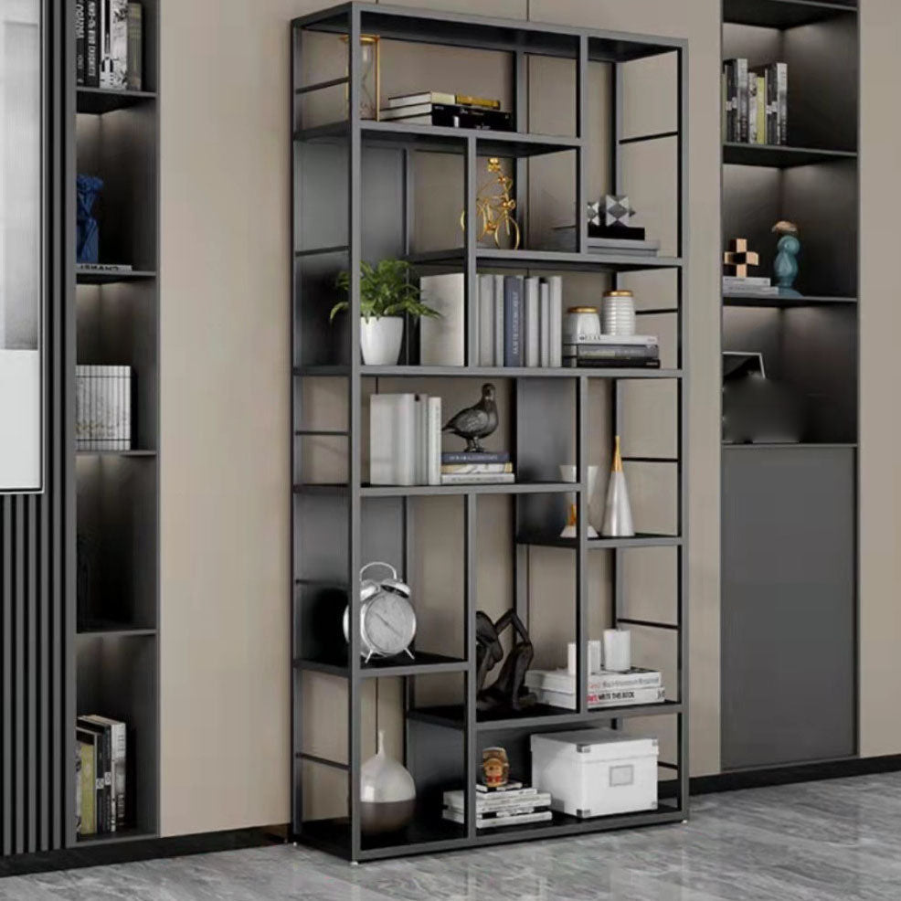 リビングルームのためのモダンメタルブックケースオープンシェルフ本棚79 "H x 12" w