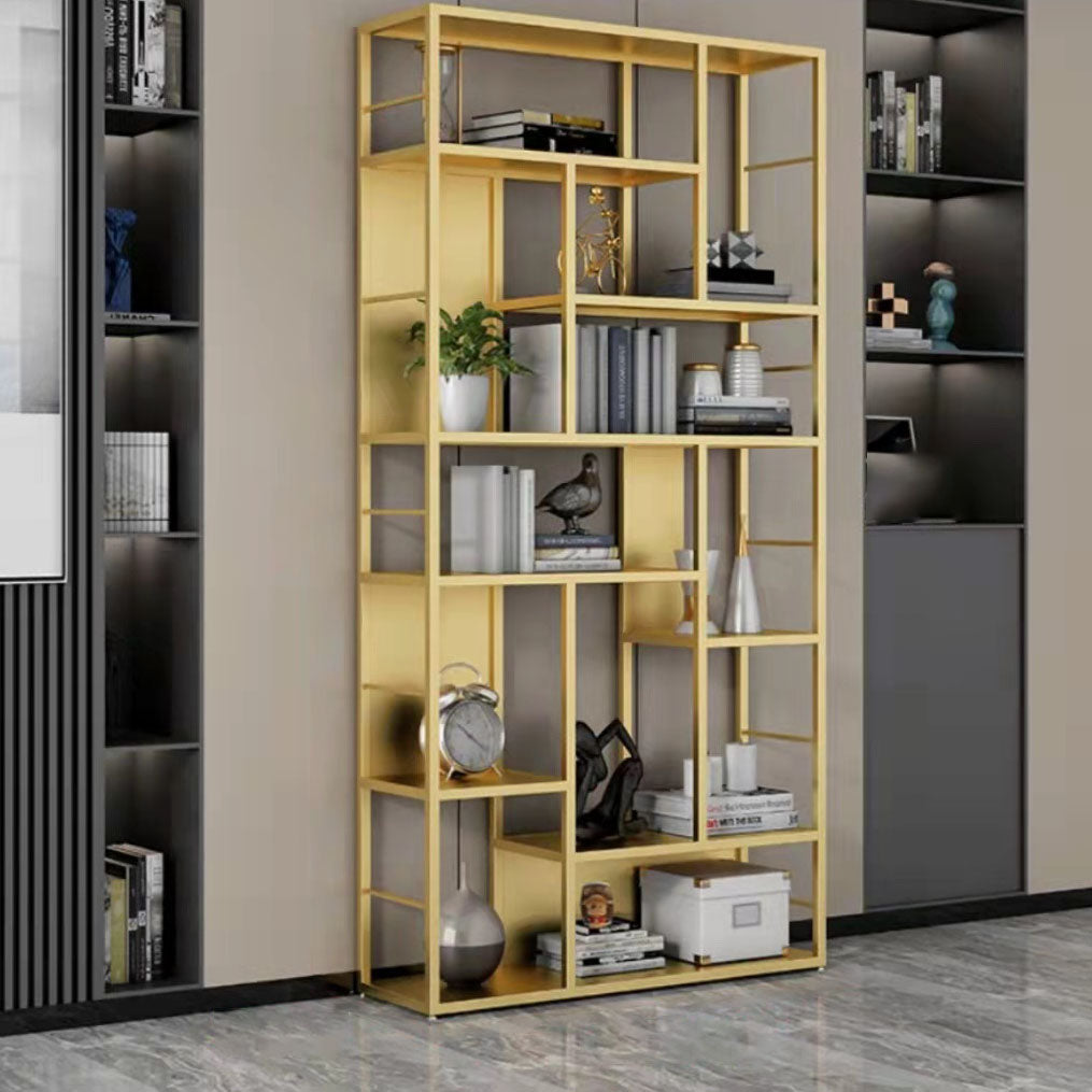 リビングルームのためのモダンメタルブックケースオープンシェルフ本棚79 "H x 12" w