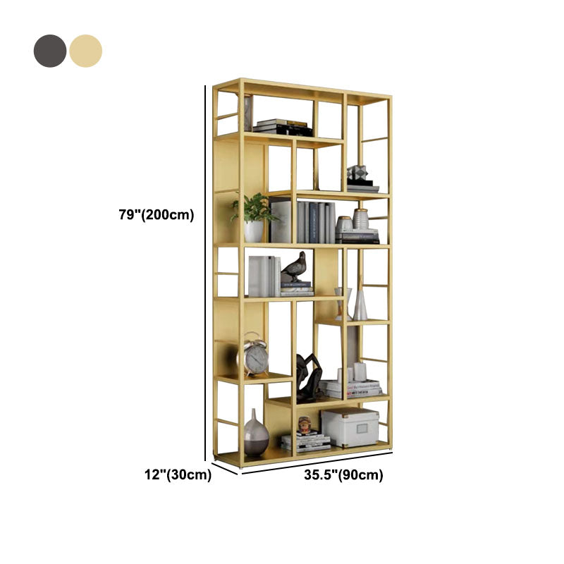 リビングルームのためのモダンメタルブックケースオープンシェルフ本棚79 "H x 12" w
