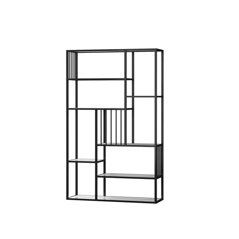 Modern Metal Bookcase with Rectangular Shelves Etagere Bookshelf , 9.8" W X 78.7" H
