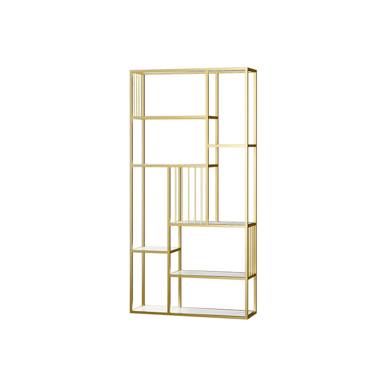Modern Metal Bookcase with Rectangular Shelves Etagere Bookshelf , 9.8" W X 78.7" H