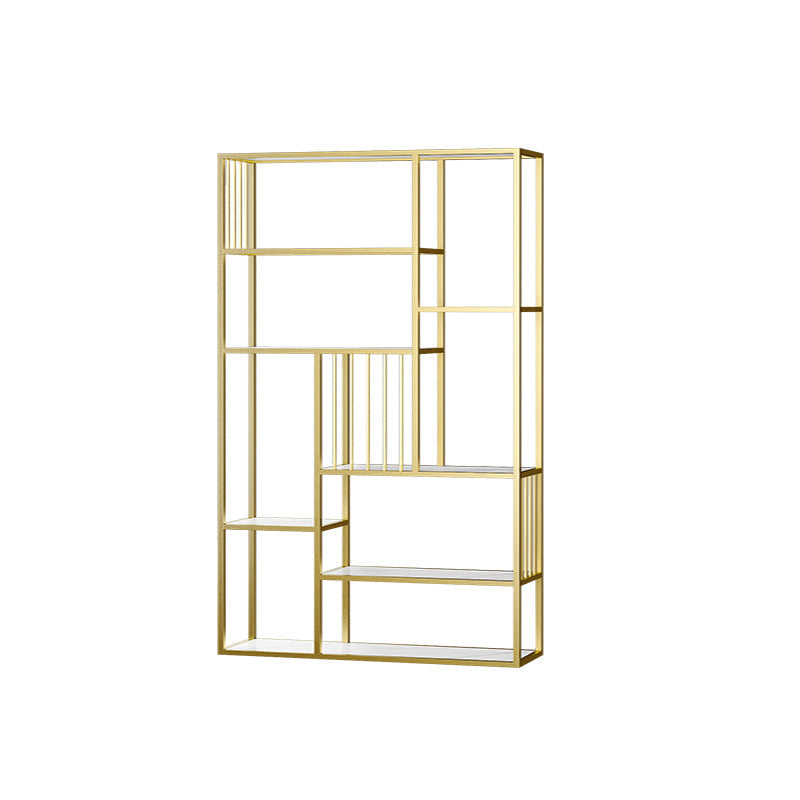 Modern Metal Bookcase with Rectangular Shelves Etagere Bookshelf , 9.8" W X 78.7" H