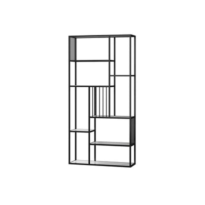 Modern Metal Bookcase with Rectangular Shelves Etagere Bookshelf , 9.8" W X 78.7" H