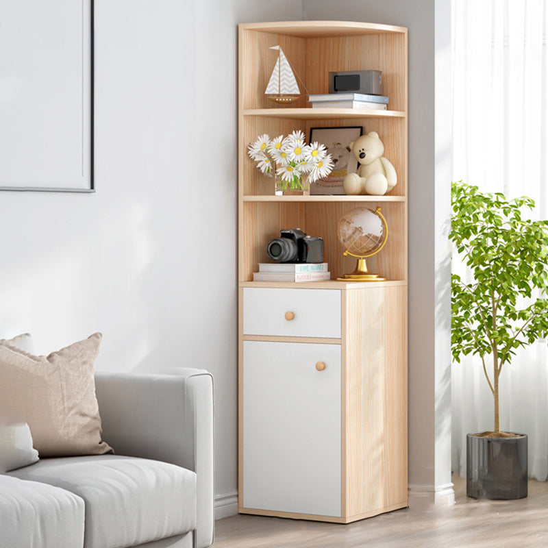 Contemporary Vertical Book Shelf Engineered Wood Closed Back Bookcase Light Brown Clearhalo 'Bookcases' 'furn' 'furn_bookcases' 'Furniture' 'Office Furniture' 5694226