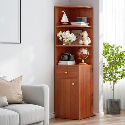 Contemporary Vertical Book Shelf Engineered Wood Closed Back Bookcase Red Brown Clearhalo 'Bookcases' 'furn' 'furn_bookcases' 'Furniture' 'Office Furniture' 5694228