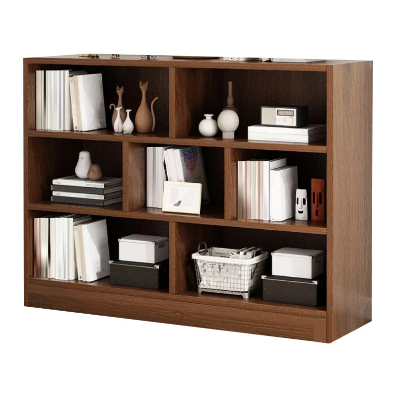 39.4" H X 9.1"W Engineered Wood Bookcase Modern Closed Back Standard Book Shelf 39.4"L x 9.1"W x 39.4"H Dark Wood Clearhalo 'Bookcases' 'furn' 'furn_bookcases' 'Furniture' 'Office Furniture' 5694300