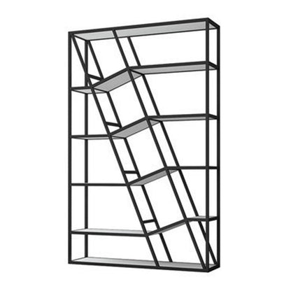 Modern Metal Bookcase Open Shelf Bookshelf for Living Room 70.9" H X 11.8" W Black White Clearhalo 'Bookcases' 'furn' 'furn_bookcases' 'Furniture' 'Office Furniture' 5694306