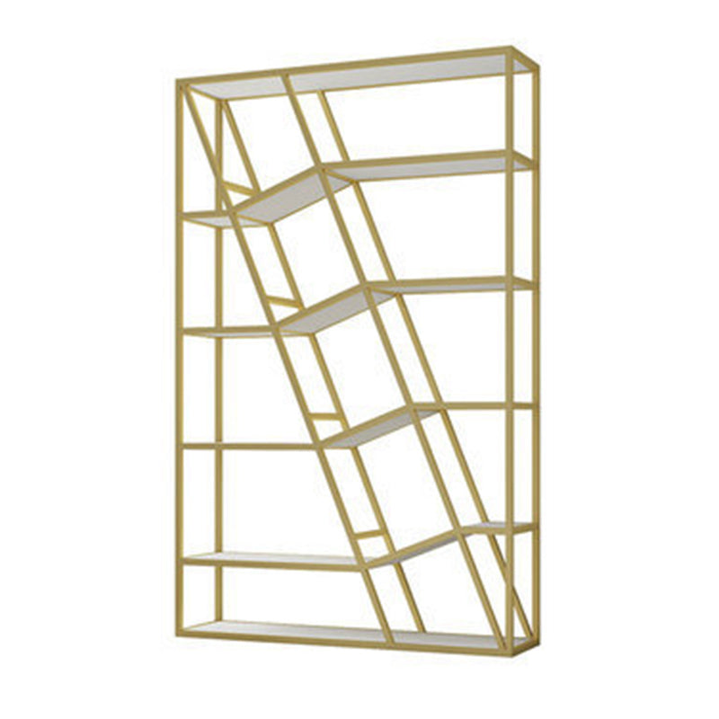 Modern Metal Bookcase Open Shelf Bookshelf for Living Room 70.9" H X 11.8" W Gold-White Clearhalo 'Bookcases' 'furn' 'furn_bookcases' 'Furniture' 'Office Furniture' 5694309