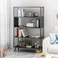 12 "W Black Iron Frame Bookshelf Modern Open Storage Bookcase per Home Office