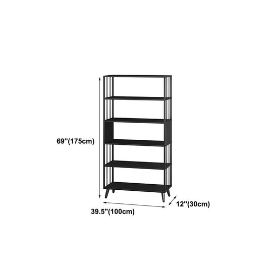 12 "W zwart ijzeren frame boekenplank moderne open opslag boekenkast voor thuiskantoor