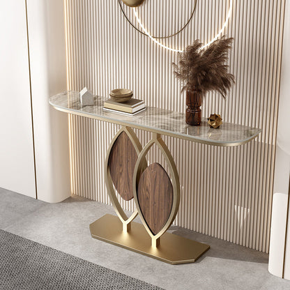 Glam Golden Base Console Tafel met halve maan Wtone top voor hal