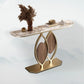 Glam Golden Base Console Tafel met halve maan Wtone top voor hal