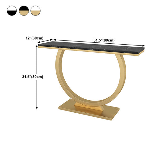 Tavolo accento in stile glam con base di piedistallo e rettangolo di marmo