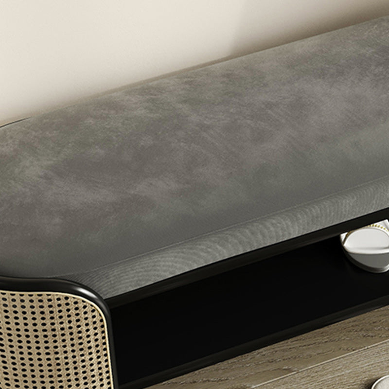 Banco de entrada de color sólido moderno Banco gris tapizado con almacenamiento con almacenamiento