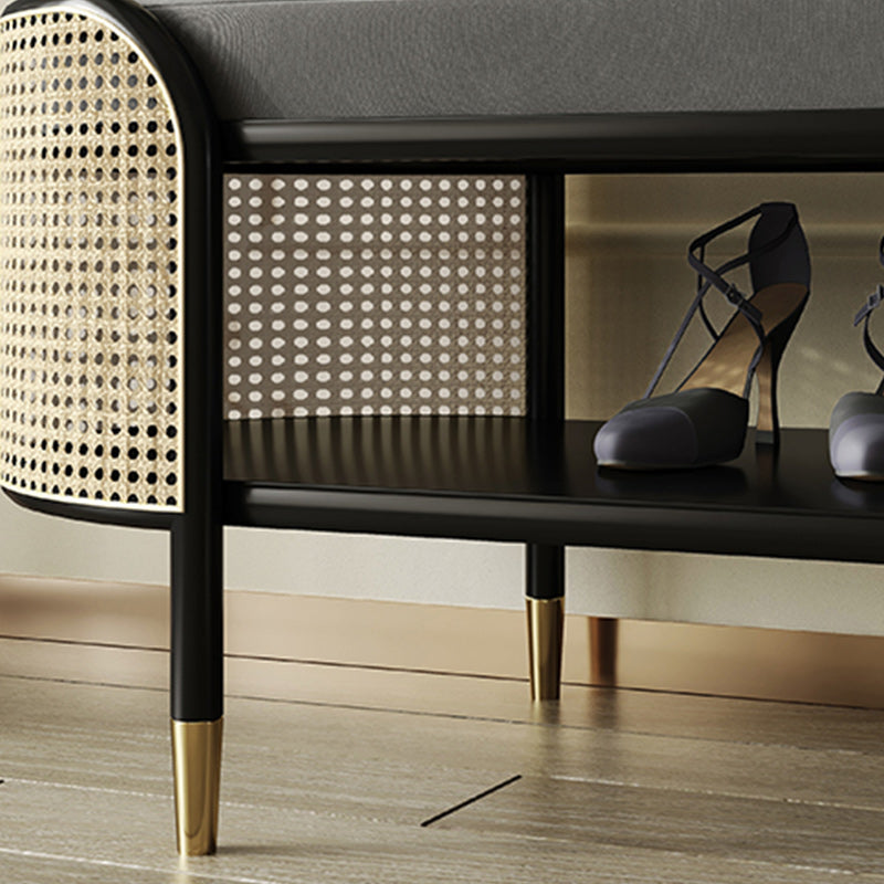 Banco de entrada de color sólido moderno Banco gris tapizado con almacenamiento con almacenamiento