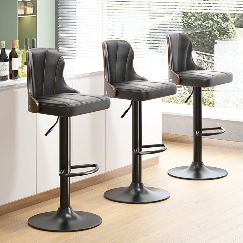 Scandinavian Metal Stool Leather Upholstered Counter Stool in Matte Finish for Indoor Clearhalo 'Bar Furniture' 'Bar Stools' 'bar_stools' 'furn' 'furn_bar_stools' 'Furniture' 'Kitchen & Dining Furniture' 5694824