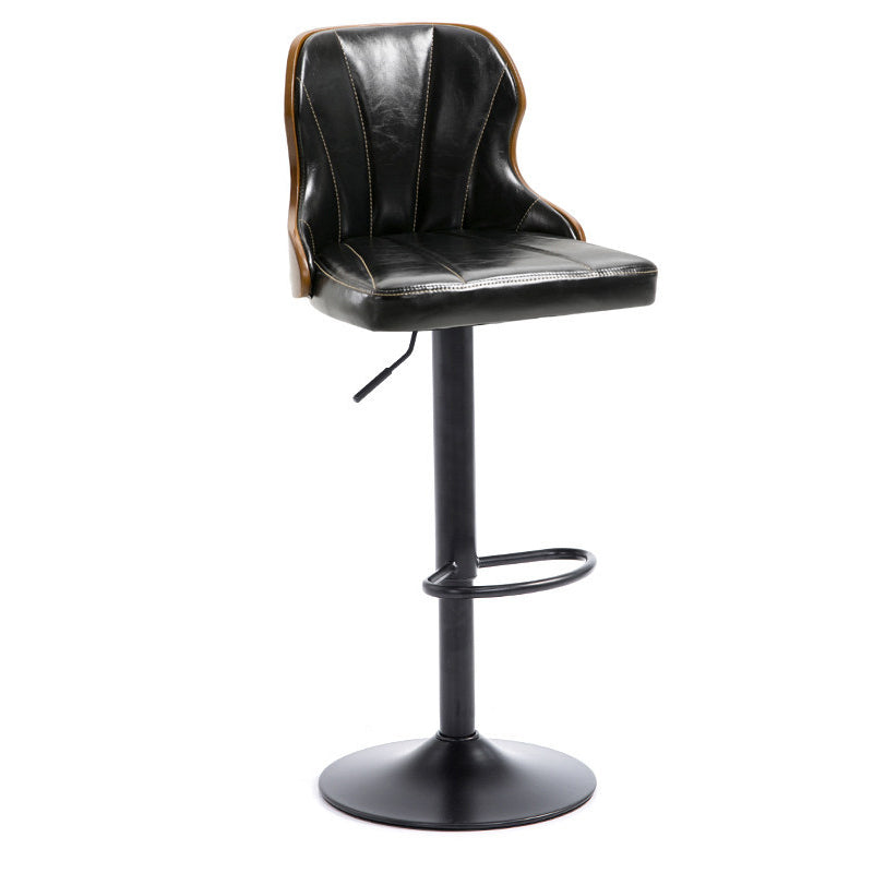 Scandinavian Metal Stool Leather Upholstered Counter Stool in Matte Finish for Indoor Black 1 Piece Clearhalo 'Bar Furniture' 'Bar Stools' 'bar_stools' 'furn' 'furn_bar_stools' 'Furniture' 'Kitchen & Dining Furniture' 5694825