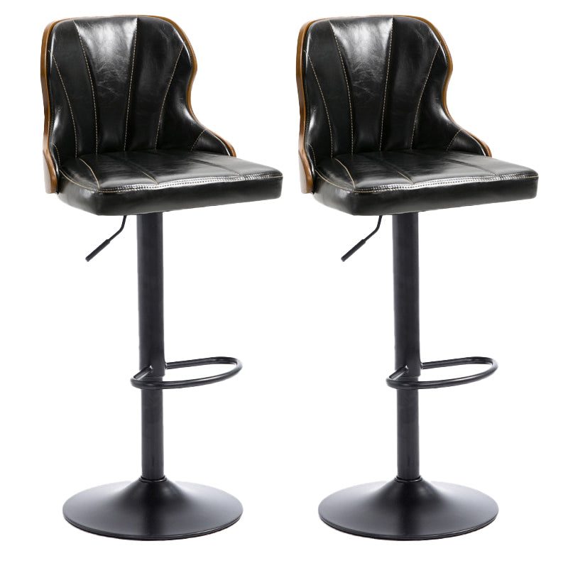 Scandinavian Metal Stool Leather Upholstered Counter Stool in Matte Finish for Indoor Black 2 Piece Set Clearhalo 'Bar Furniture' 'Bar Stools' 'bar_stools' 'furn' 'furn_bar_stools' 'Furniture' 'Kitchen & Dining Furniture' 5694826
