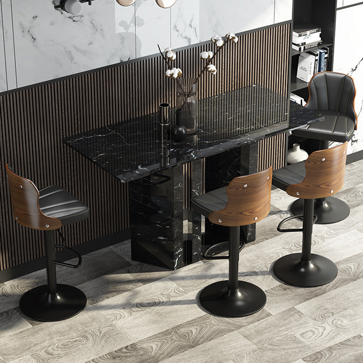 Scandinavian Metal Stool Leather Upholstered Counter Stool in Matte Finish for Indoor Clearhalo 'Bar Furniture' 'Bar Stools' 'bar_stools' 'furn' 'furn_bar_stools' 'Furniture' 'Kitchen & Dining Furniture' 5694827