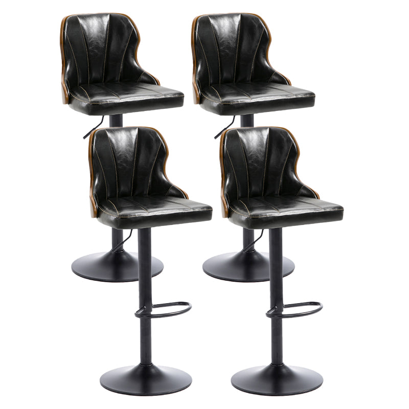 Scandinavian Metal Stool Leather Upholstered Counter Stool in Matte Finish for Indoor Black 4 Piece Set Clearhalo 'Bar Furniture' 'Bar Stools' 'bar_stools' 'furn' 'furn_bar_stools' 'Furniture' 'Kitchen & Dining Furniture' 5694829
