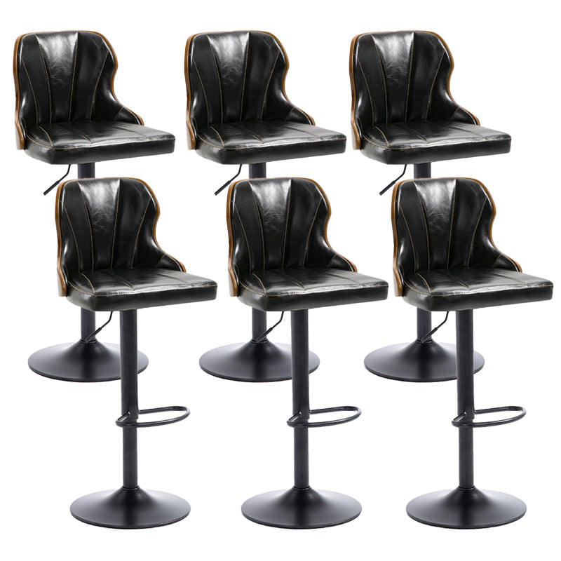 Scandinavian Metal Stool Leather Upholstered Counter Stool in Matte Finish for Indoor Black 6 Piece Set Clearhalo 'Bar Furniture' 'Bar Stools' 'bar_stools' 'furn' 'furn_bar_stools' 'Furniture' 'Kitchen & Dining Furniture' 5694830