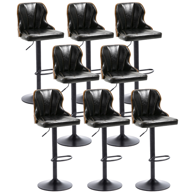 Scandinavian Metal Stool Leather Upholstered Counter Stool in Matte Finish for Indoor Black 8 Piece Set Clearhalo 'Bar Furniture' 'Bar Stools' 'bar_stools' 'furn' 'furn_bar_stools' 'Furniture' 'Kitchen & Dining Furniture' 5694833