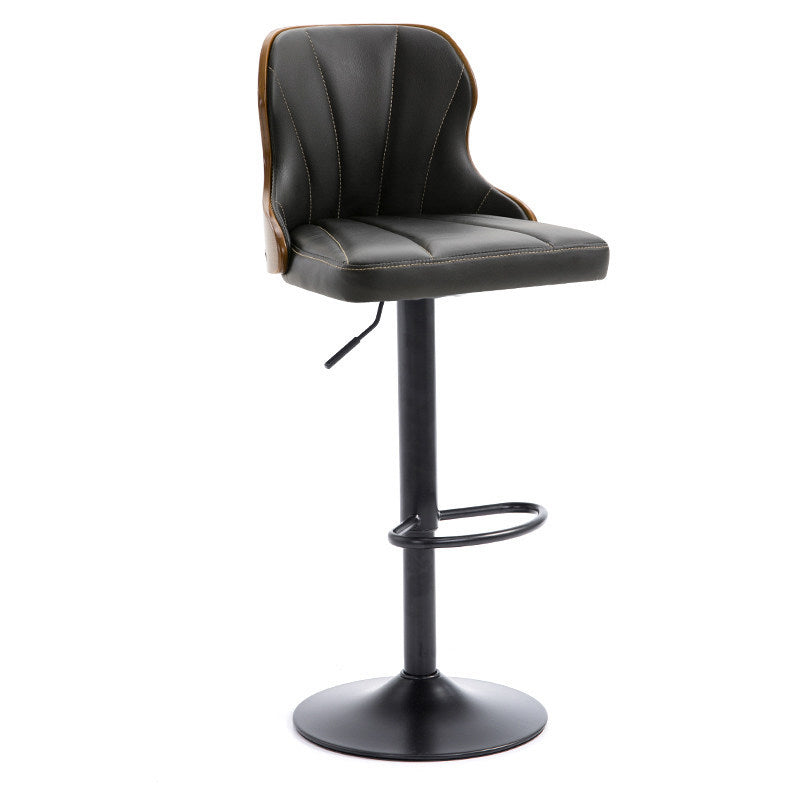 Scandinavian Metal Stool Leather Upholstered Counter Stool in Matte Finish for Indoor Matte Black 1 Piece Clearhalo 'Bar Furniture' 'Bar Stools' 'bar_stools' 'furn' 'furn_bar_stools' 'Furniture' 'Kitchen & Dining Furniture' 5694835