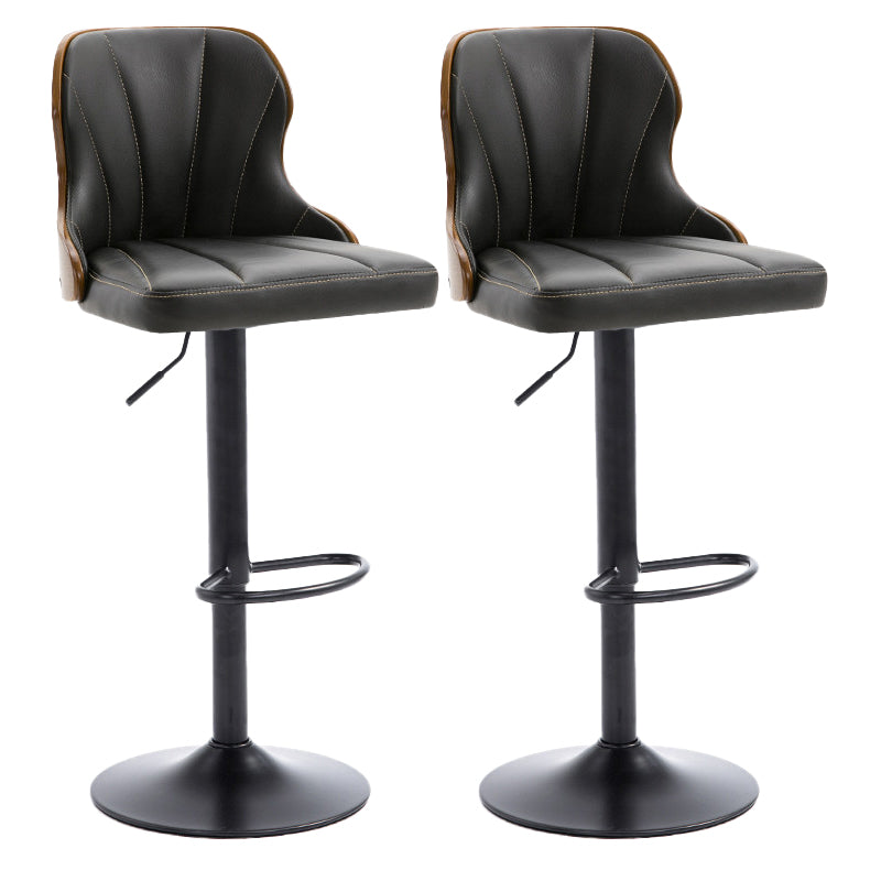 Scandinavian Metal Stool Leather Upholstered Counter Stool in Matte Finish for Indoor Matte Black 2 Piece Set Clearhalo 'Bar Furniture' 'Bar Stools' 'bar_stools' 'furn' 'furn_bar_stools' 'Furniture' 'Kitchen & Dining Furniture' 5694837