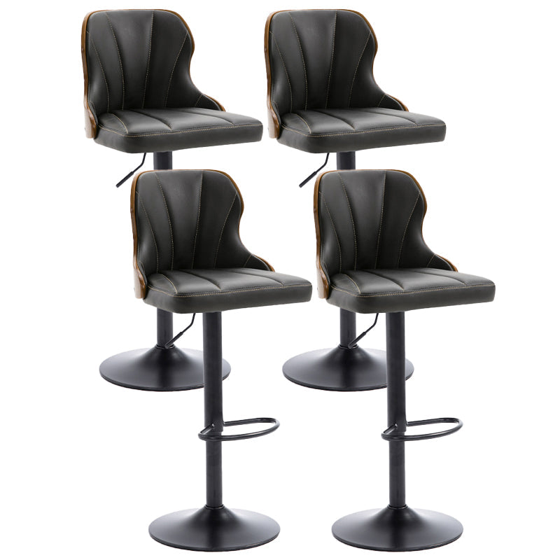 Scandinavian Metal Stool Leather Upholstered Counter Stool in Matte Finish for Indoor Matte Black 4 Piece Set Clearhalo 'Bar Furniture' 'Bar Stools' 'bar_stools' 'furn' 'furn_bar_stools' 'Furniture' 'Kitchen & Dining Furniture' 5694839