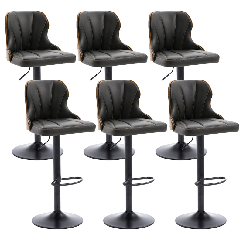 Scandinavian Metal Stool Leather Upholstered Counter Stool in Matte Finish for Indoor Matte Black 6 Piece Set Clearhalo 'Bar Furniture' 'Bar Stools' 'bar_stools' 'furn' 'furn_bar_stools' 'Furniture' 'Kitchen & Dining Furniture' 5694841