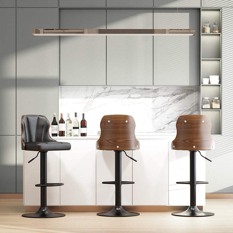 Scandinavian Metal Stool Leather Upholstered Counter Stool in Matte Finish for Indoor Clearhalo 'Bar Furniture' 'Bar Stools' 'bar_stools' 'furn' 'furn_bar_stools' 'Furniture' 'Kitchen & Dining Furniture' 5694842