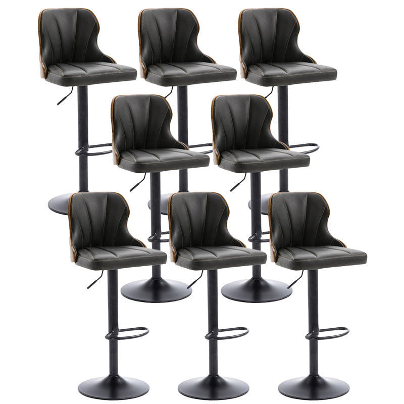 Scandinavian Metal Stool Leather Upholstered Counter Stool in Matte Finish for Indoor Matte Black 8 Piece Set Clearhalo 'Bar Furniture' 'Bar Stools' 'bar_stools' 'furn' 'furn_bar_stools' 'Furniture' 'Kitchen & Dining Furniture' 5694843