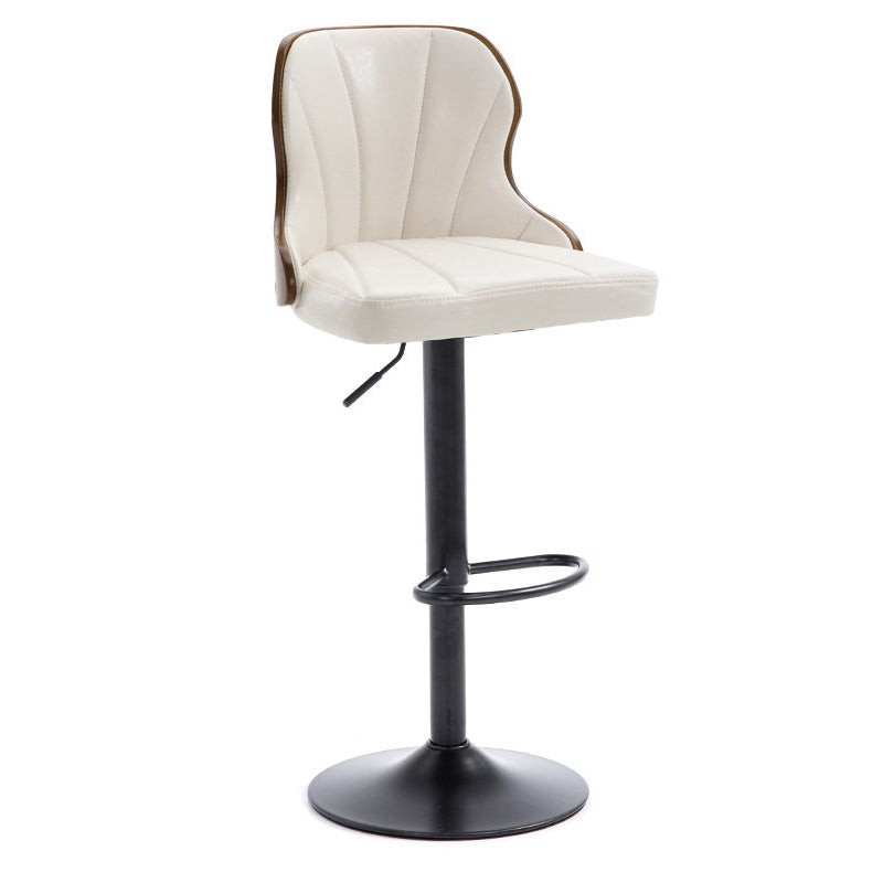 Scandinavian Metal Stool Leather Upholstered Counter Stool in Matte Finish for Indoor White 1 Piece Clearhalo 'Bar Furniture' 'Bar Stools' 'bar_stools' 'furn' 'furn_bar_stools' 'Furniture' 'Kitchen & Dining Furniture' 5694844